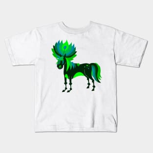 Green Petal Unicorn Kids T-Shirt